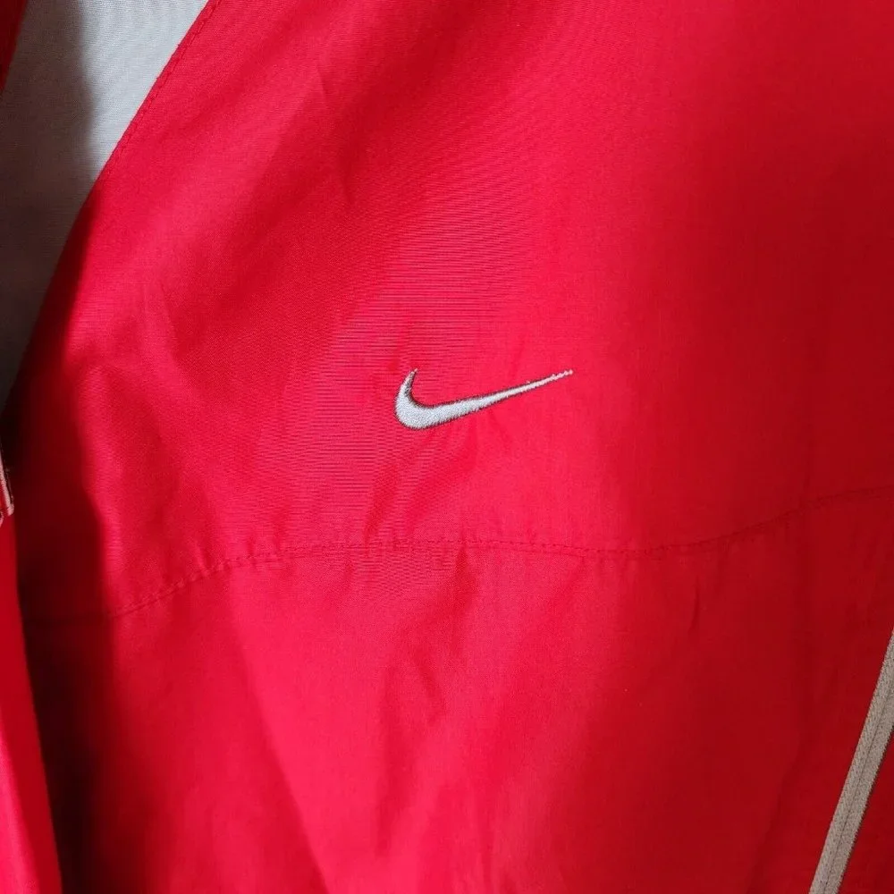 Nike Team Ohio‎ State Buckeyes Red Full Zip Windbreaker Jacket Size L Polyester